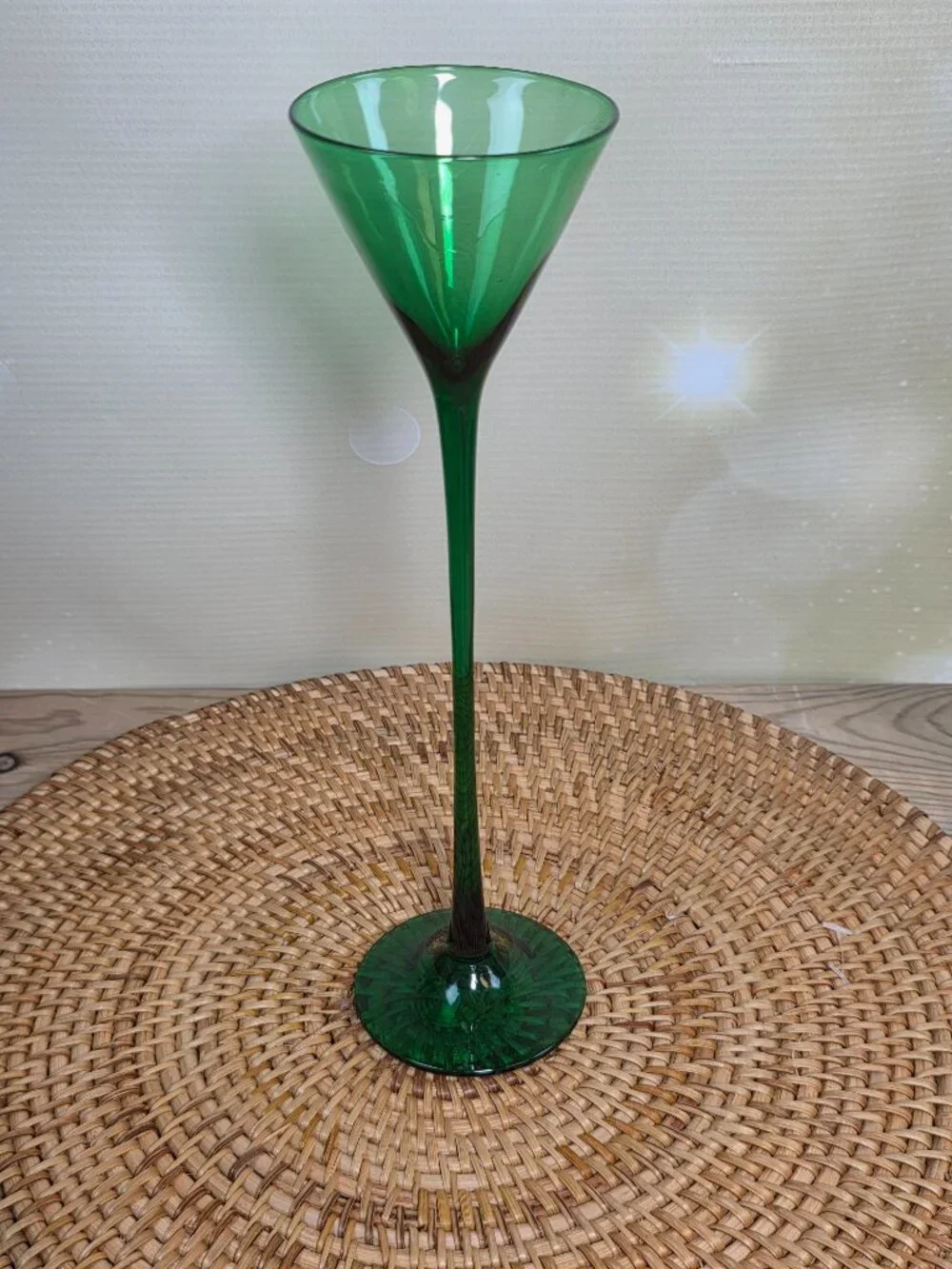 Vtg Multi Color Blown Glass Trumpet Cordial Glasses Set 6 Elongated Stem MCM